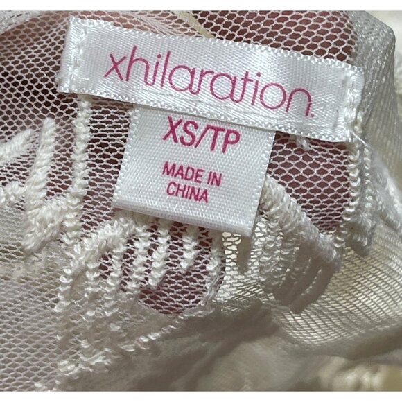 Xhilaration Sheer Lace Top Scoop Neck Long Sleeve XS Extra Small Cream - Picture 4 of 5